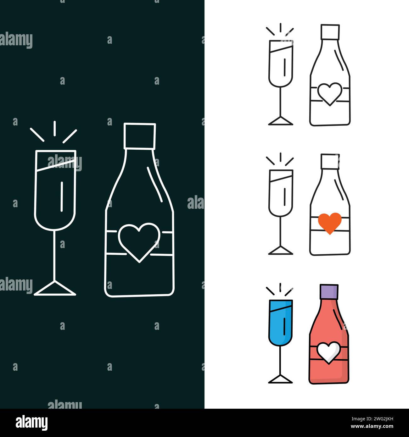 "Glass and Bottle Vector Illustration Icon Design" Stock Vector