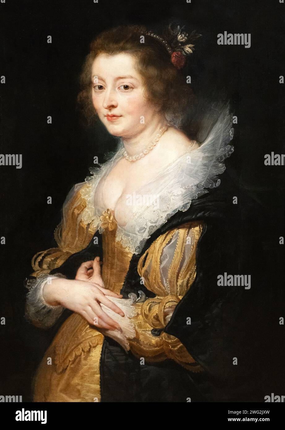 Peter Paul Rubens painting, 'Portrait of a Woman', c.1625-30, oil on panel; Possibly Elizabeth Fourmont, his sister-in-law. 17th century portrait. Stock Photo