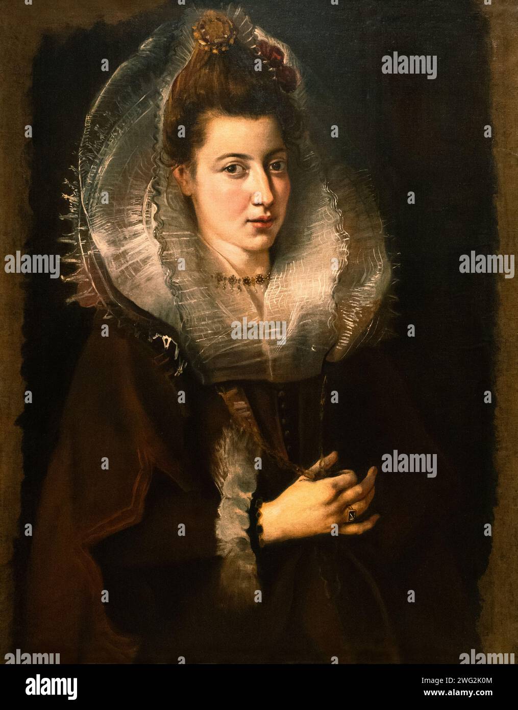 Peter Paul Rubens painting; "Portrait of a Young Woman holding a Chain", c 1603-6. 17th century female portrait, The Klesch Collection of Art. Stock Photo