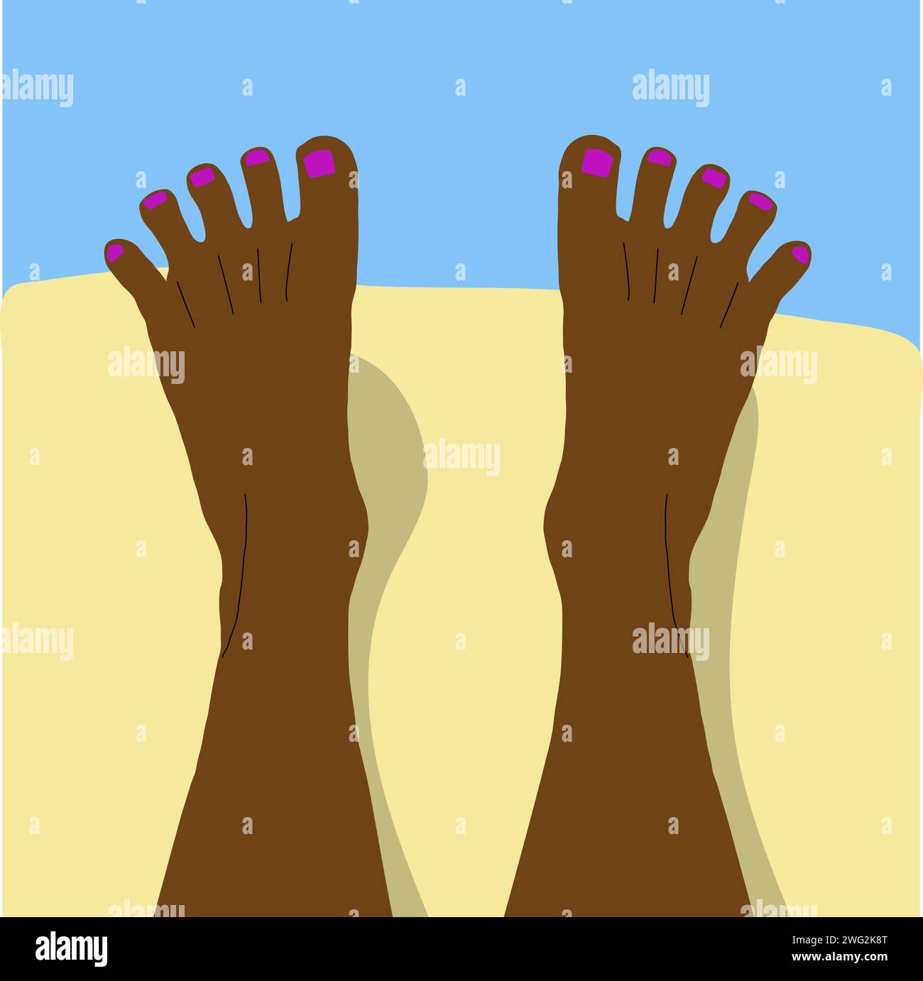 Summer holidays vacation black skin feet on the beach. Feet of african