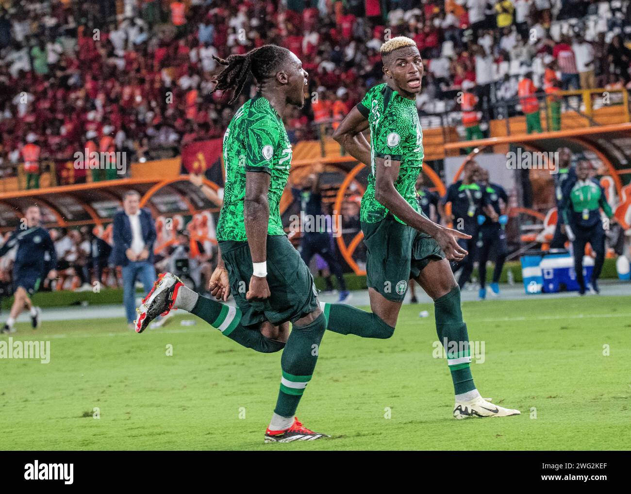 NIGERIA VS ANGOLA, FOOTBALL, AFRICAN CUP OF NATIONS, KNOCKOUT STAGE, KNOCKOUT STAGE, QUARTERFINAL, SINGLE LEG Stock Photo