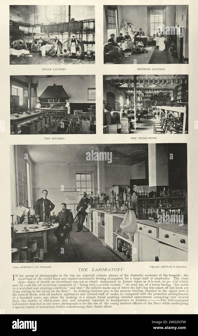 Vintage picture Scenes from Royal Naval Hospital Haslar, Gosport, Hampshire, 1890s Stock Photo