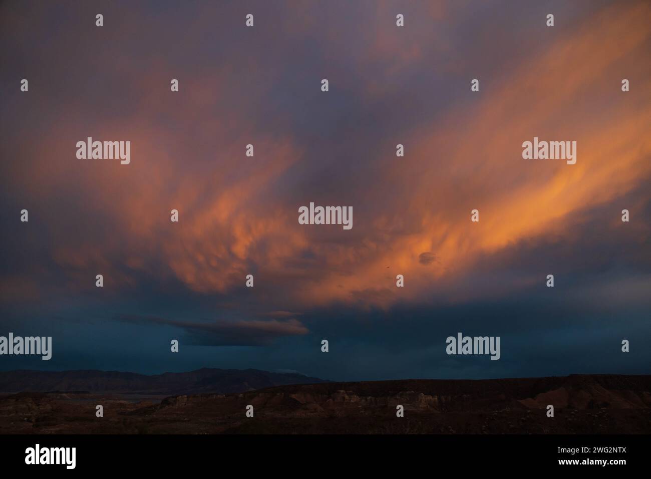 Spooky cloudscape over mountainous desert area in Nevada Stock Photo