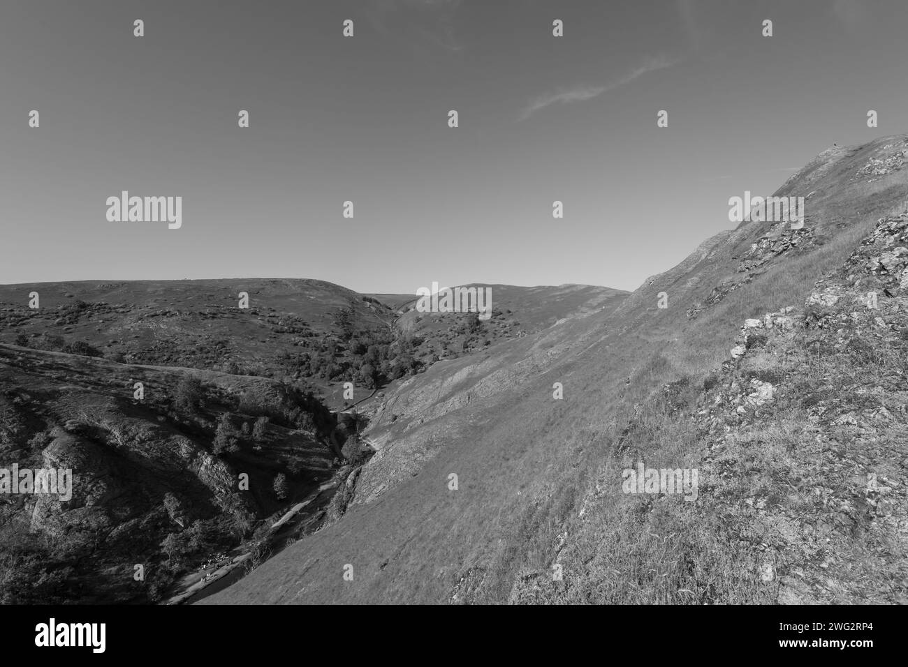 View from the top of Thorpe Cloud at Dovedale in the Peak District ...