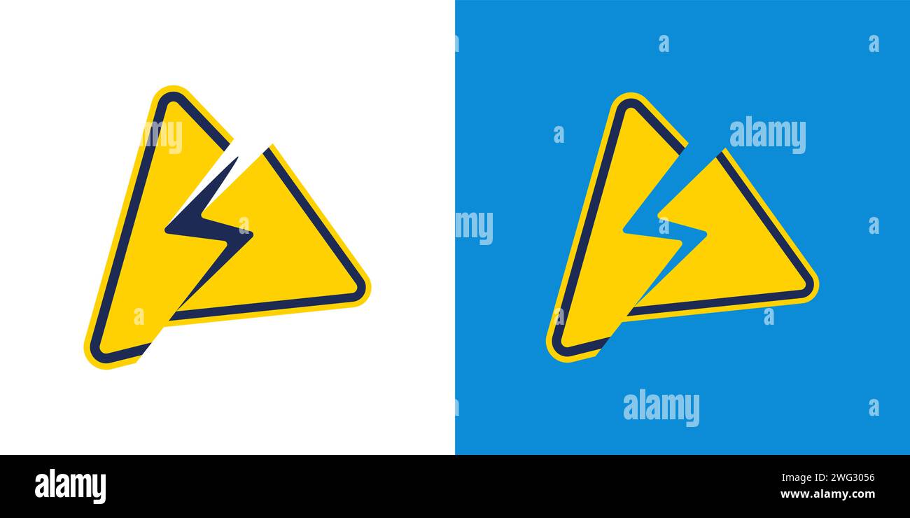 High voltage sign with cracked effect by lightning Stock Vector Image ...