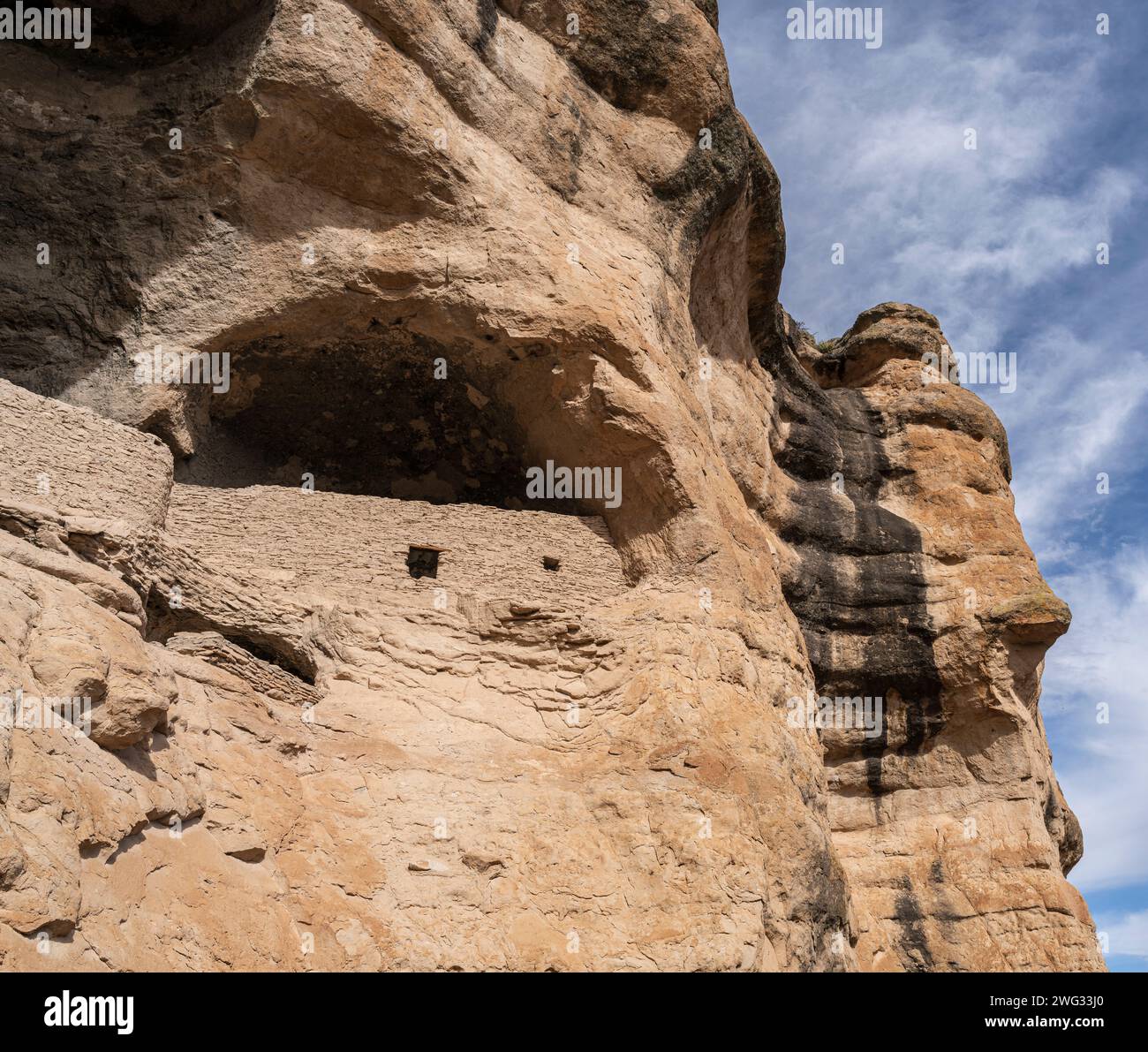 Mogollon structures at Gila Cliff Dwellings National Monument in New Mexico. Stock Photo