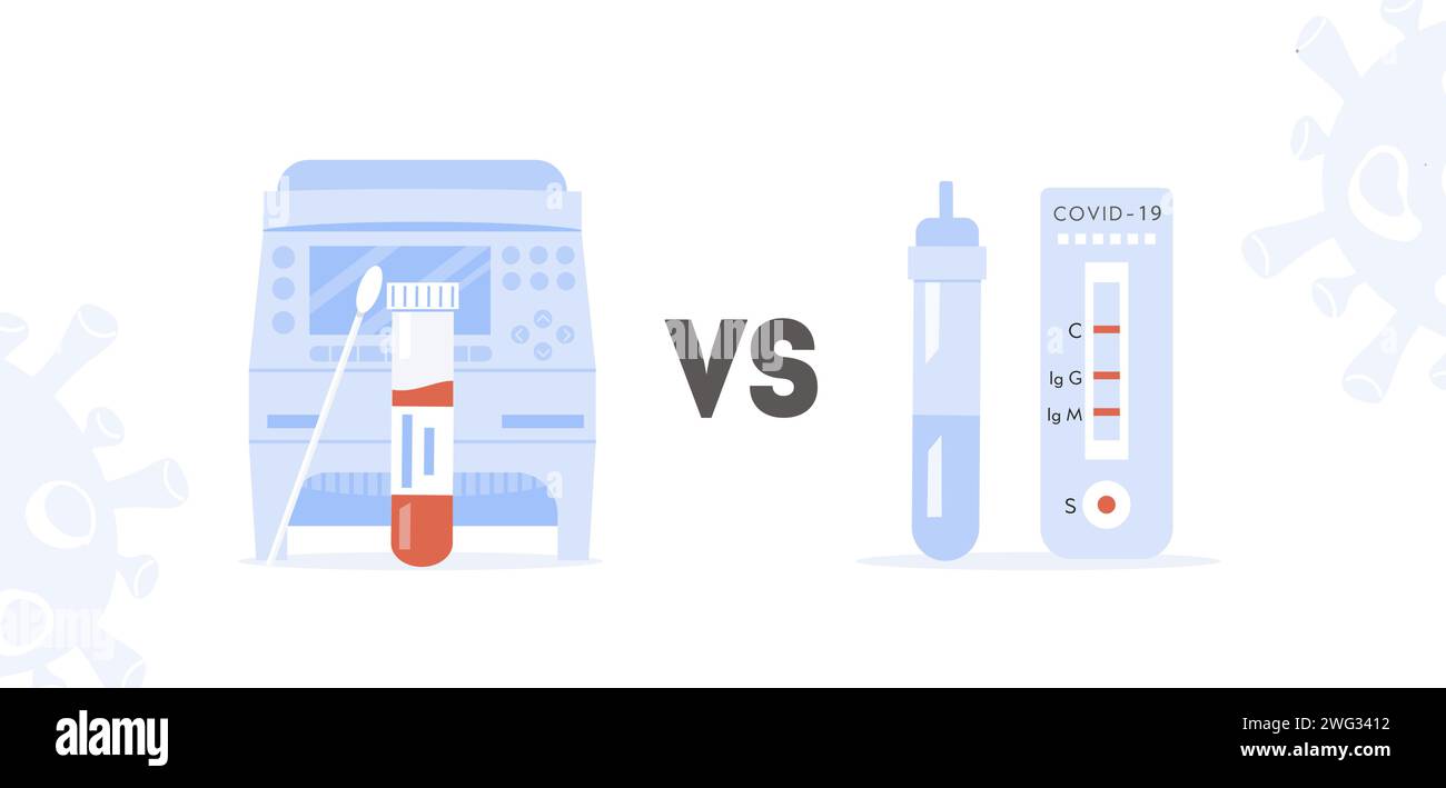 Concept of Covid RT PCR versus Rapid Test. Comparison between