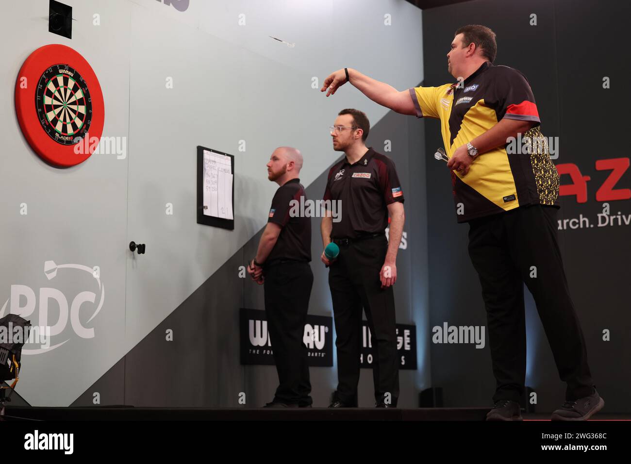 Marshall Arena, Milton Keynes, UK. 2nd Feb, 2025. 2025 PDC Cazoo Darts Masters Day 1; Gabriel