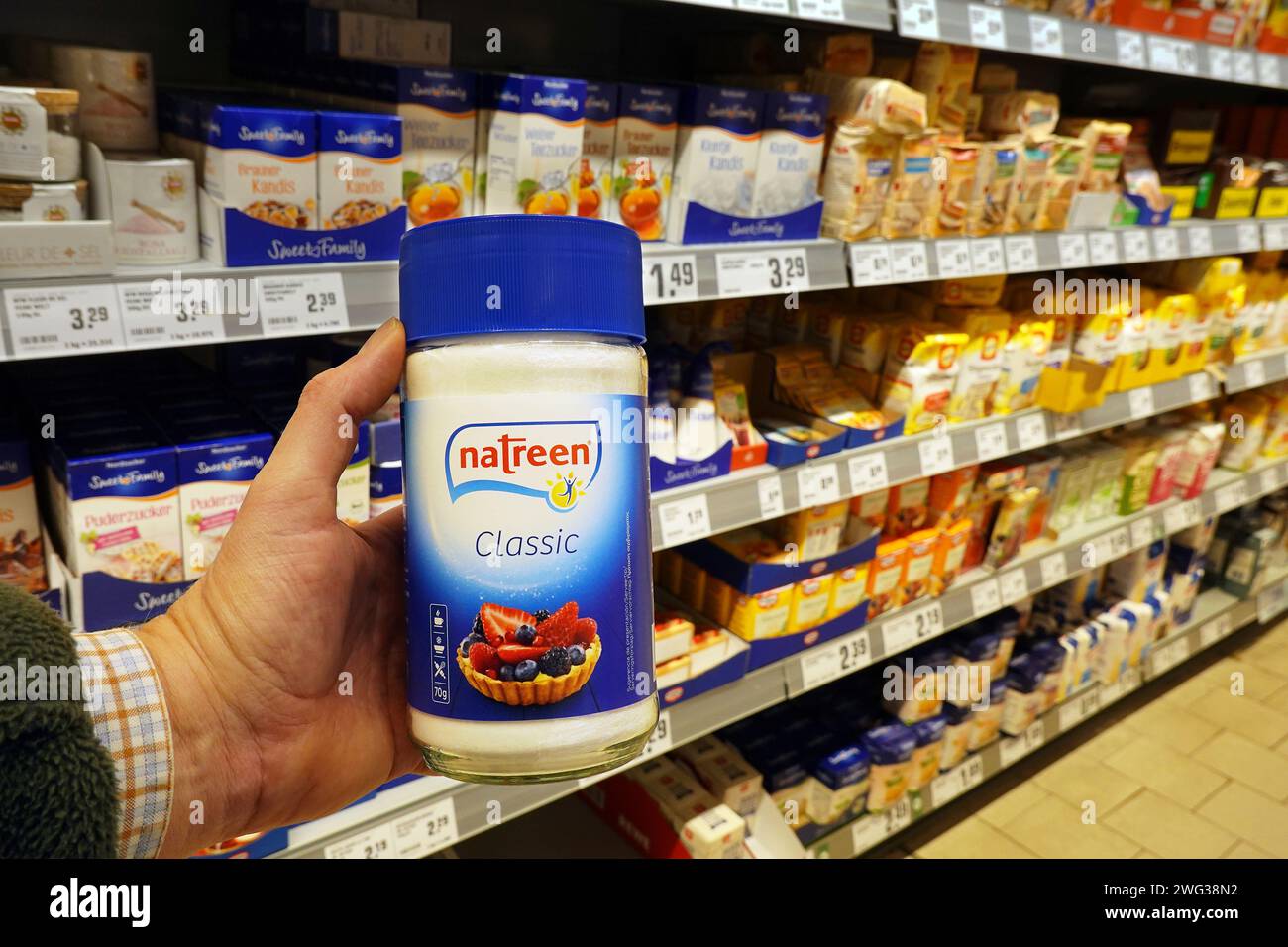 Natreen sweetener in a grocery Stock Photo