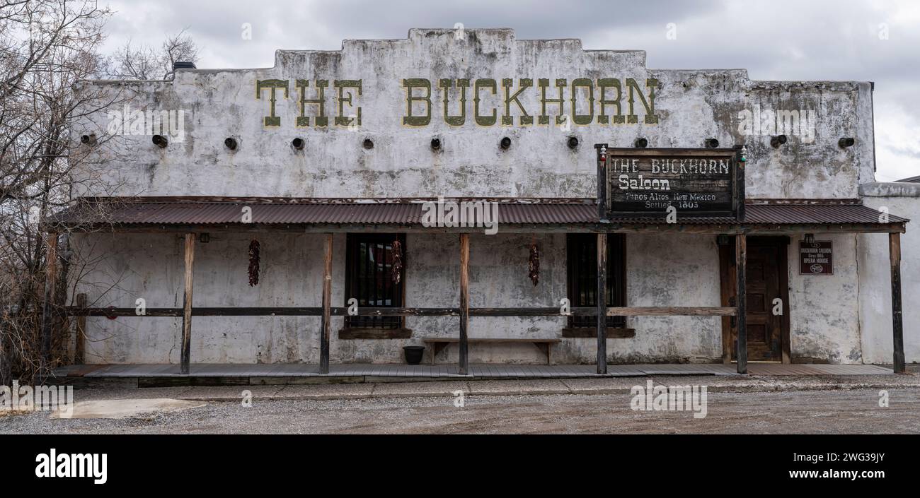 The Buckhorn Saloon, a historical building in Pinos Altos New Mexico. Stock Photo
