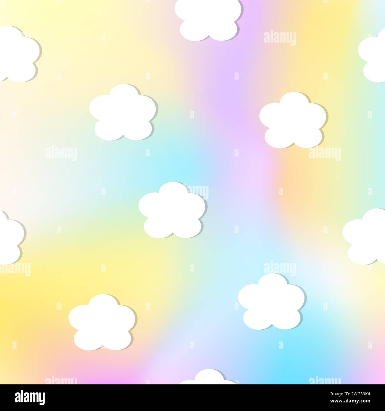 White clouds on abstract rainbow sky Stock Vector