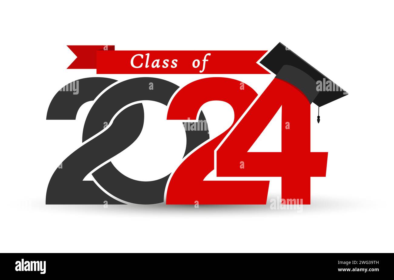 Class 2024. Stylized inscription with the year and the graduate's cap