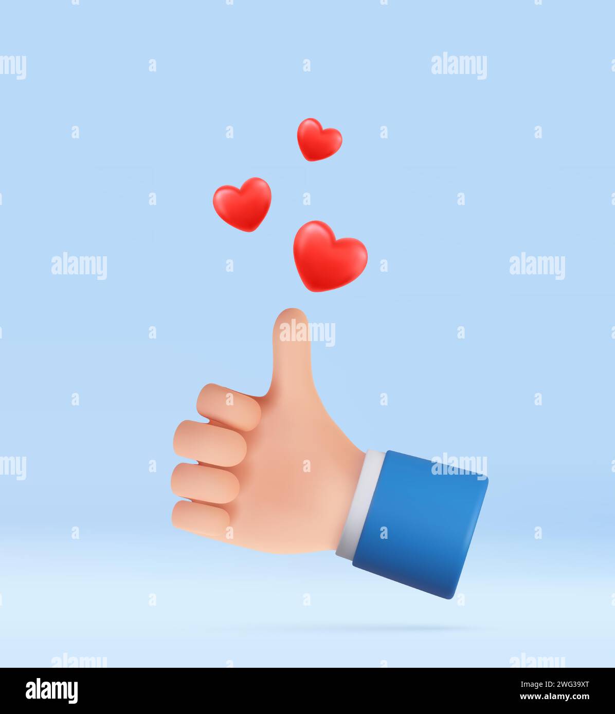 3D thumb up hand gesture Stock Vector