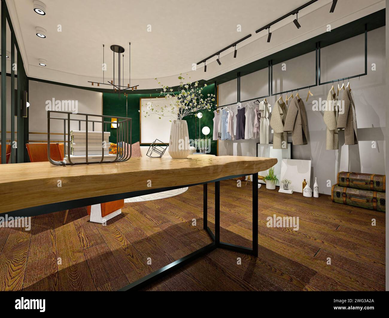 3d render fashion shop interior Stock Photo