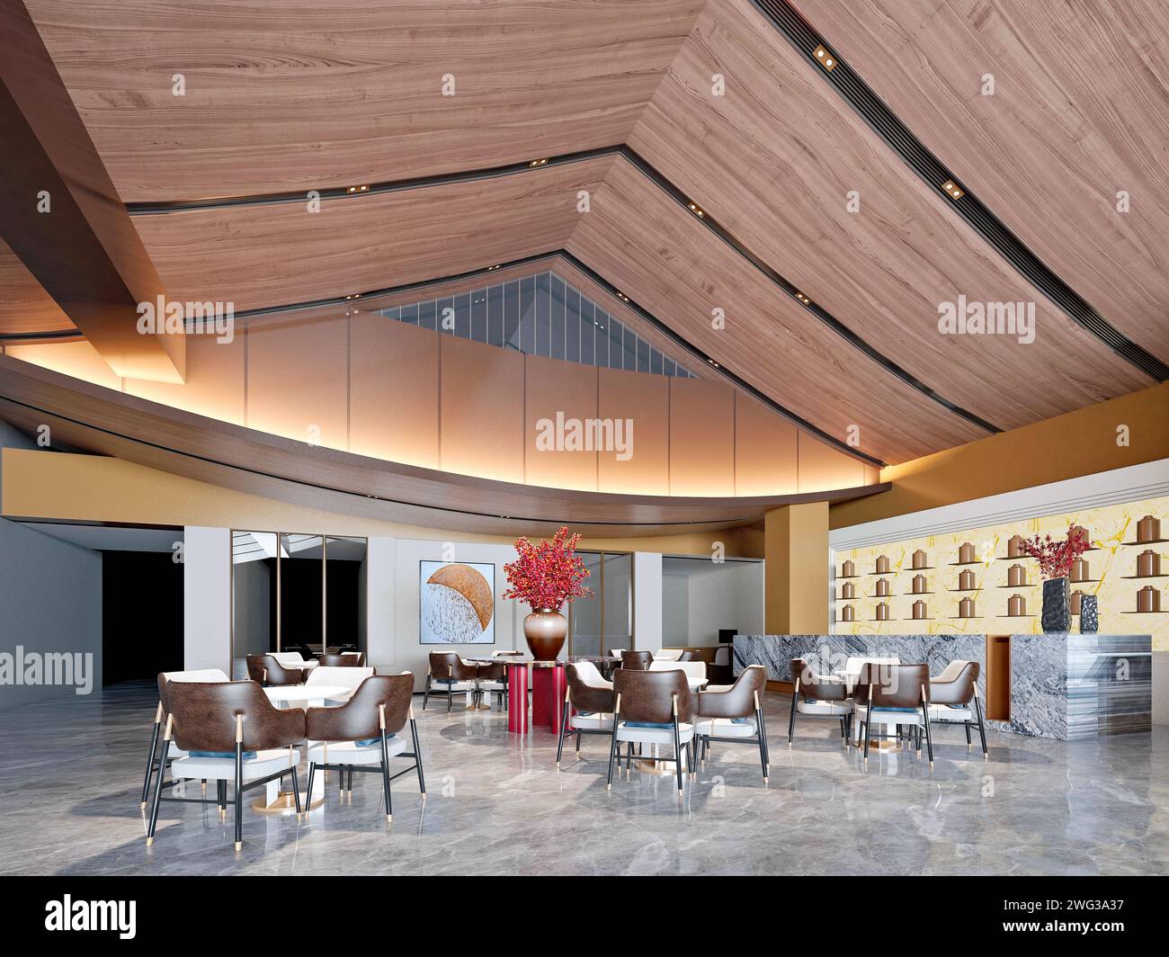 3d render cafe restaurant interior Stock Photo - Alamy