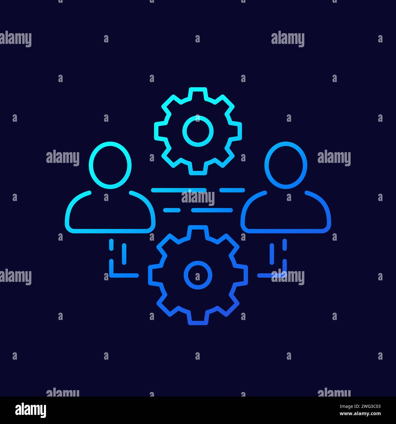 team interaction and management line icon, vector Stock Vector Image ...