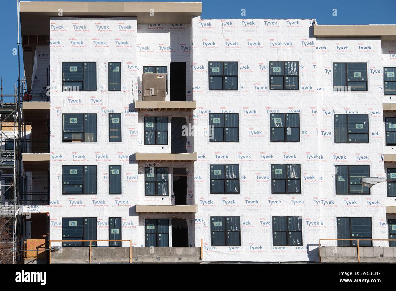 Energy efficient apartment building under construction, Downtown