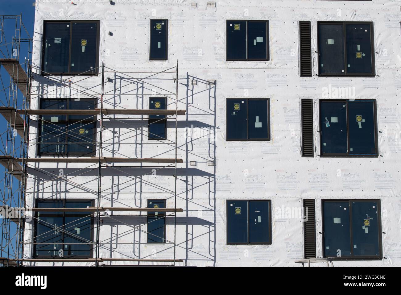 Energy efficient apartment building under construction, Downtown