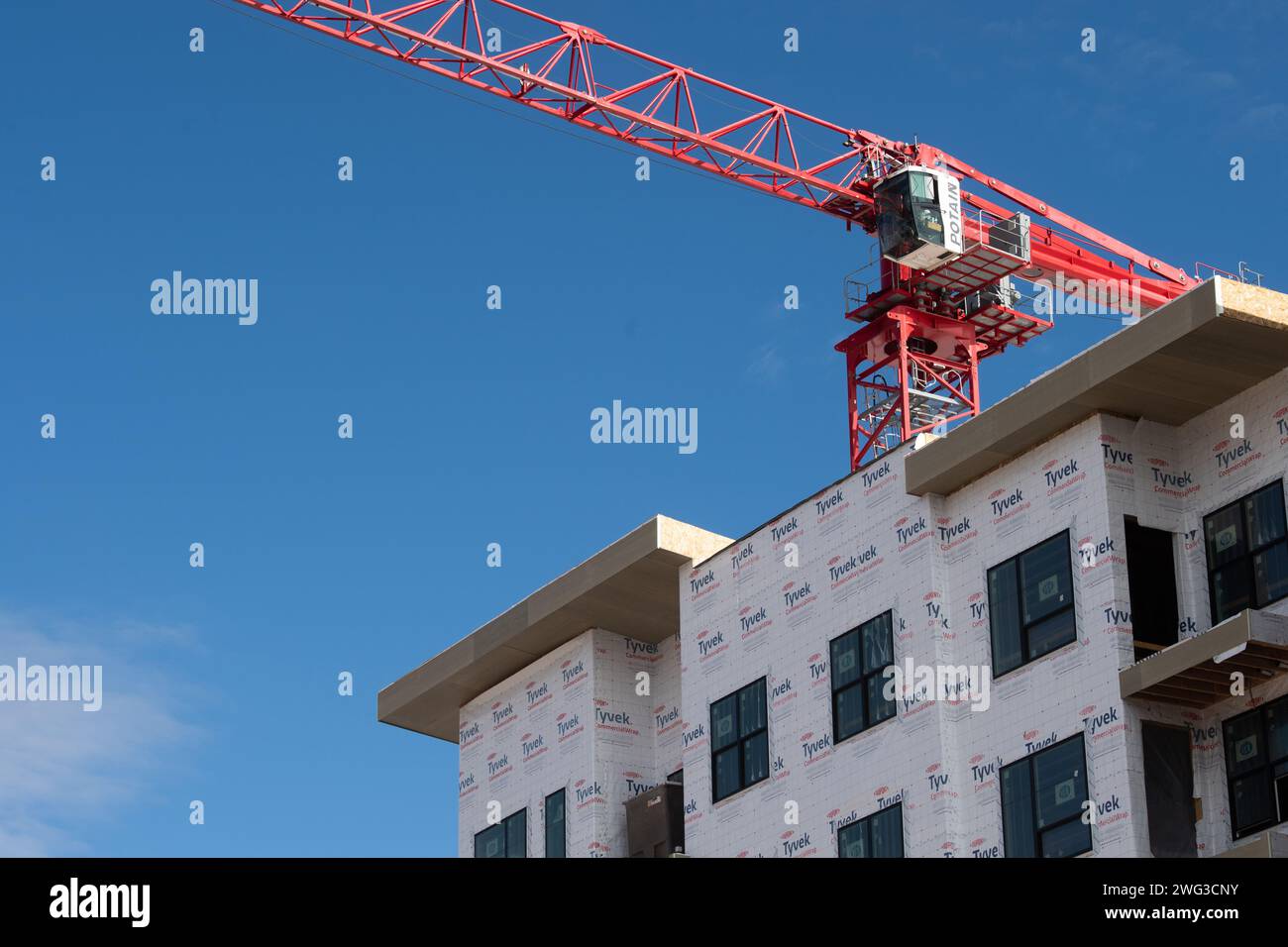 Energy efficient apartment building under construction, Downtown