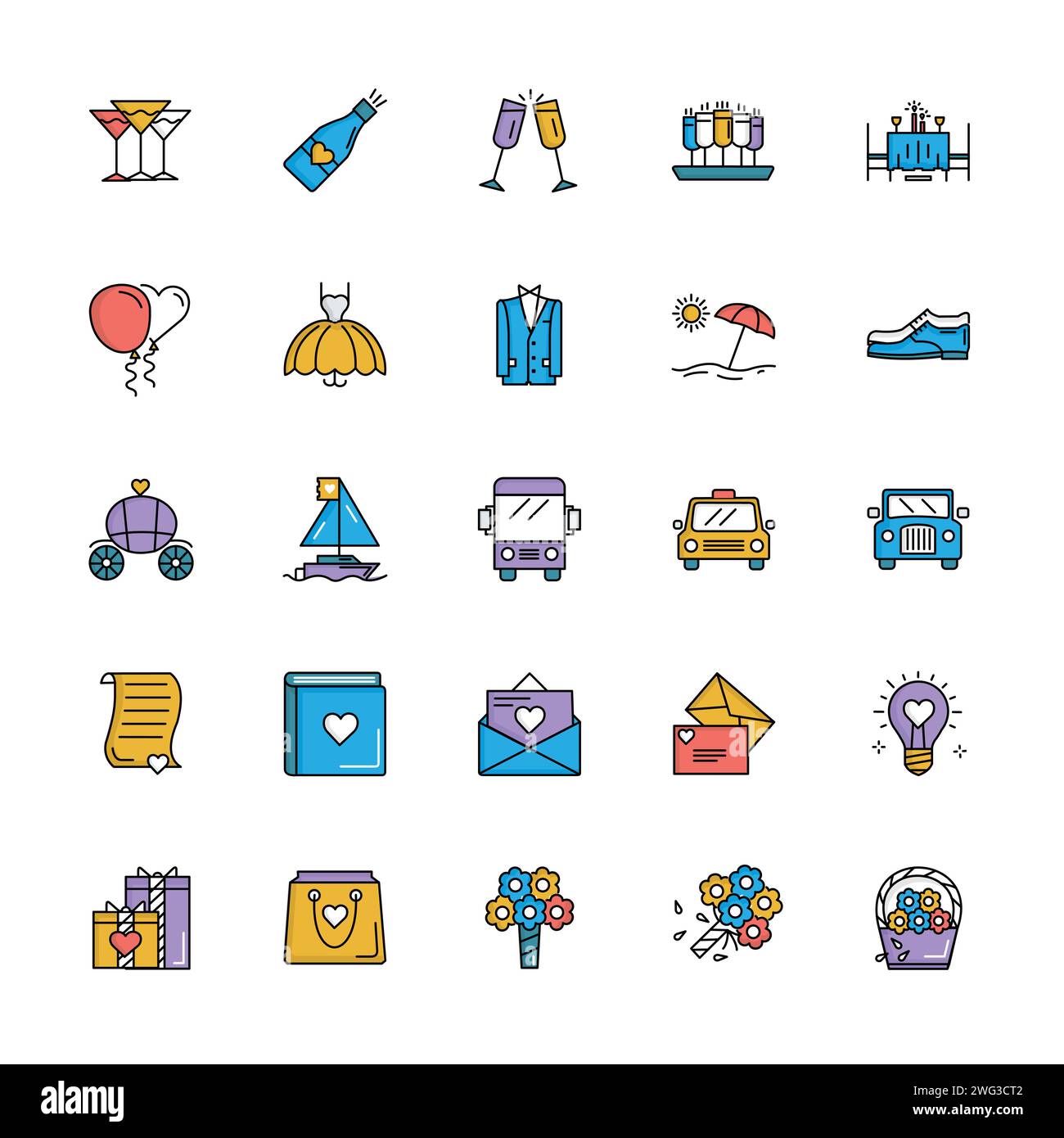 Wedding Celebration Party Icon Collection Stock Vector Image & Art - Alamy