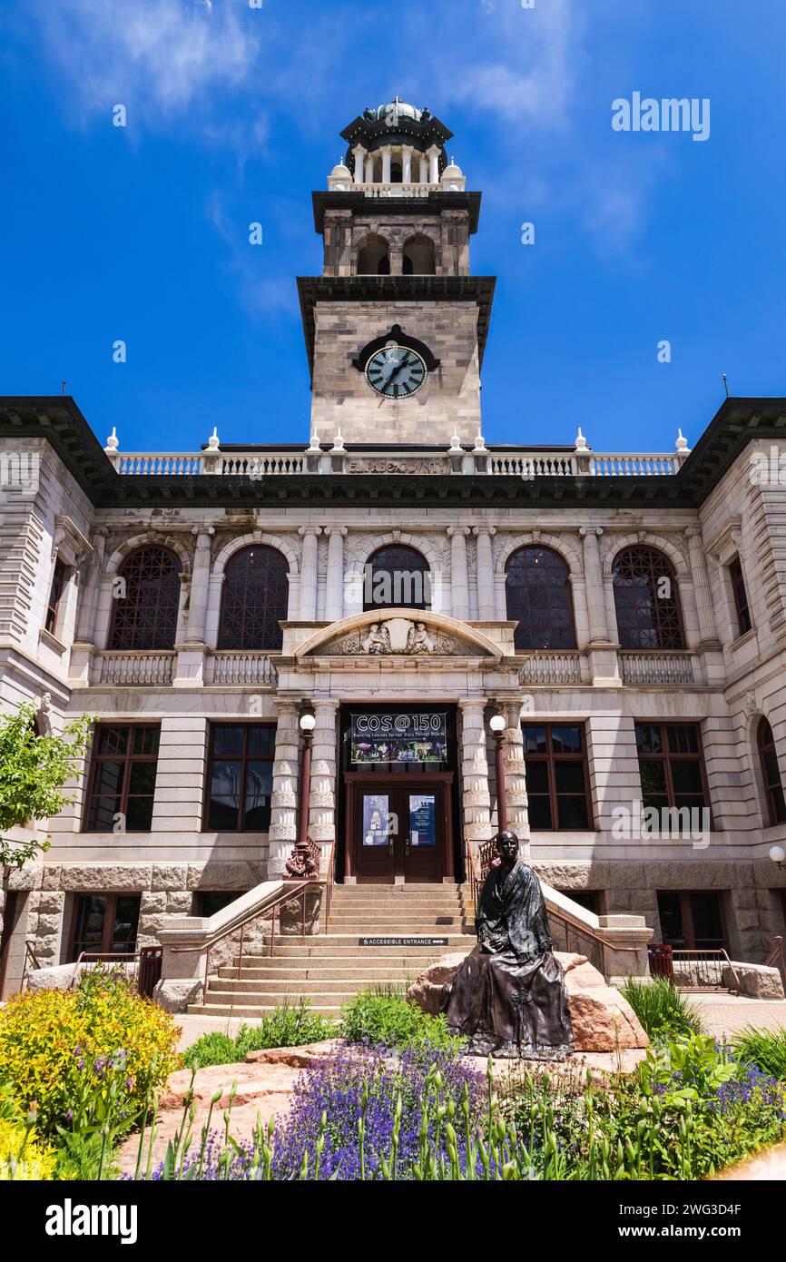 Colorado Spring, CO, USA. May 24, 2023: Front view of PIONEERS MUSEUM at downtown of Colorado Springs, Colorado. Stock Photo