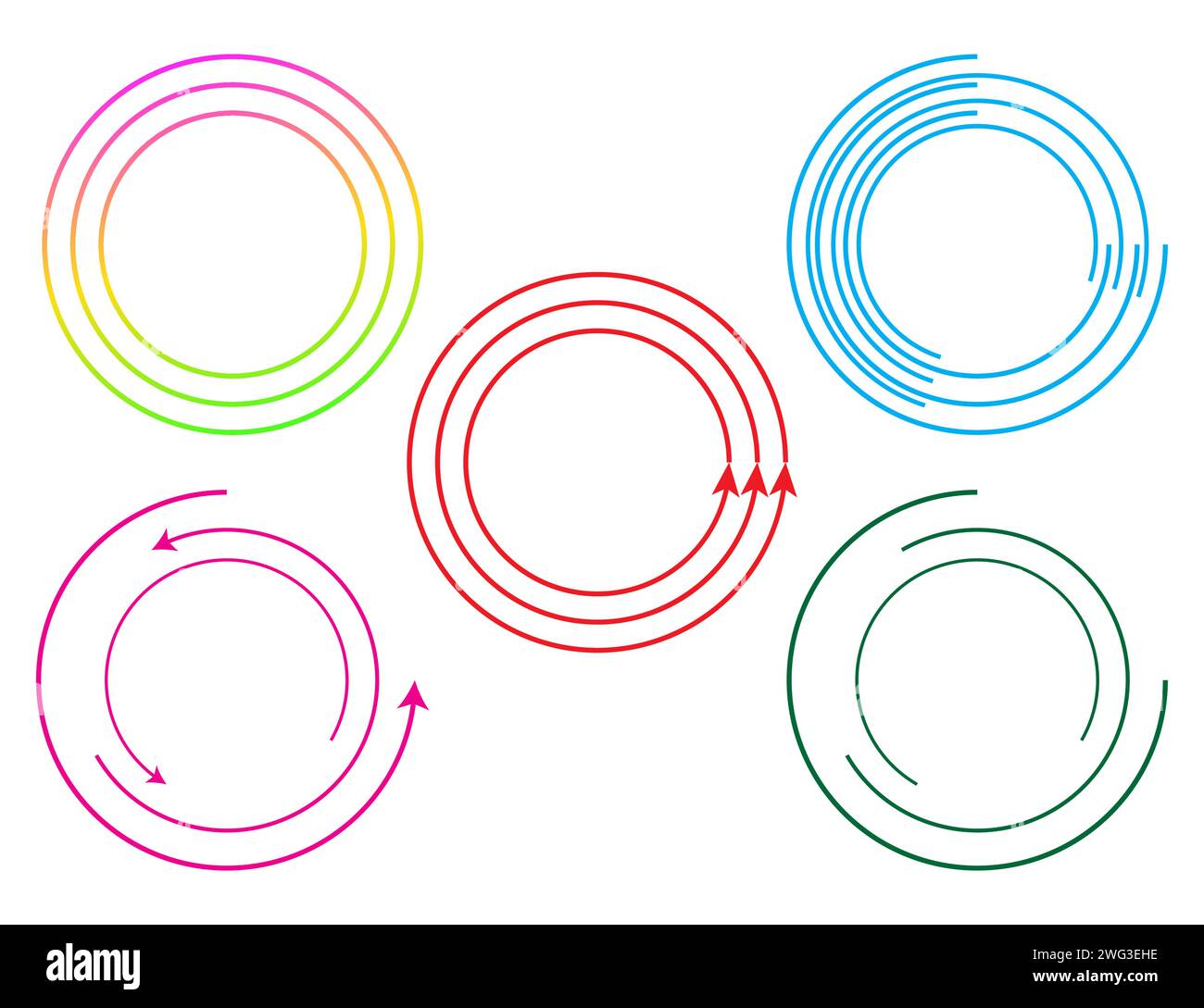 Circular frame spins, linear symbol rotates, circles frame loop, circle loading bar. Stock Vector