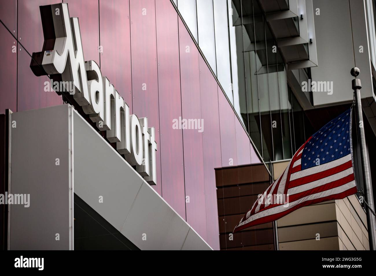 Bethesda, United States. 02nd Feb, 2024. The headquarters of Marriott International Incorporated is seen on February 2, 2024, in Bethesda MD. The company will be releasing their recent quarterly earnings report on February 13th. (Photo by Samuel Corum/Sipa USA) Credit: Sipa USA/Alamy Live News Stock Photo