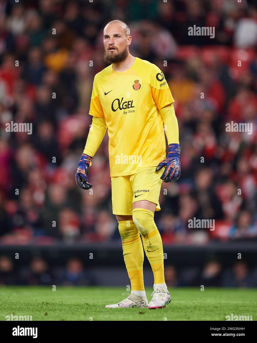 Predrag Rajkovic of RCD Mallorca looks on during the LaLiga EA Sports match between Athletic Club and RCD Mallorca at San Mames Stadium on February 02, 2024 in Bilbao, Spain. Credit: Cesar Ortiz Gonzalez/Alamy Live News Stock Photo
