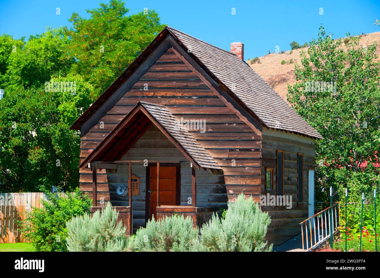 Lower Pine Creek School Interpretive Center, Fossil, Oregon Stock Photo