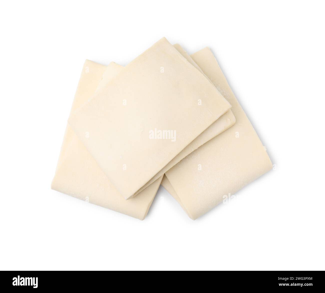 Raw puff pastry dough isolated on white, top view Stock Photo - Alamy