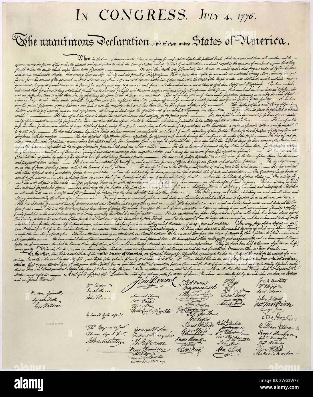 The United States Declaration of Independence Stock Photo