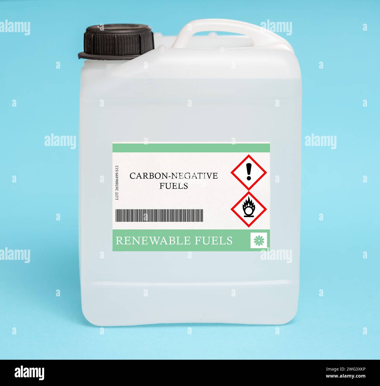 Canister of carbon-negative fuels Stock Photo