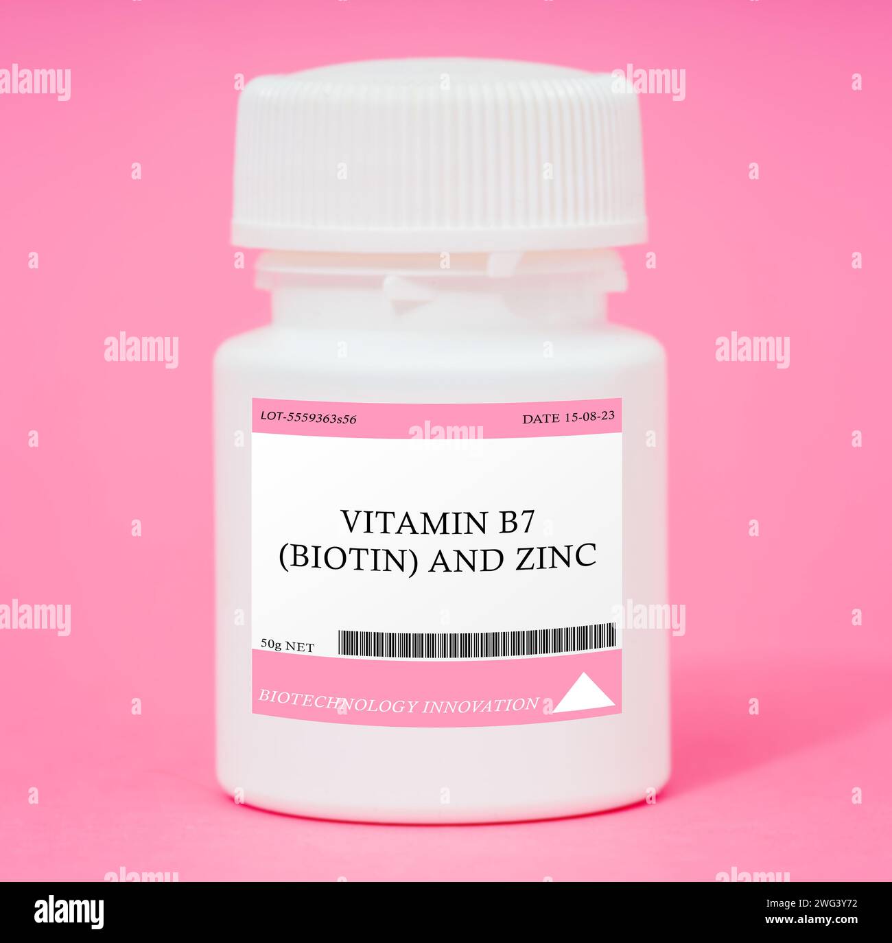 Container of vitamin B7 biotin and zinc Stock Photo Alamy