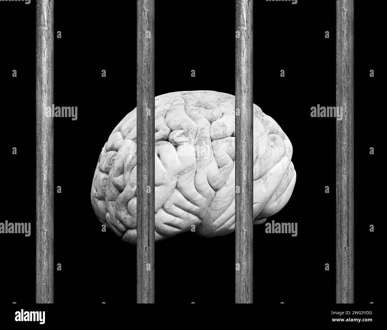 Imprisoned brain, cocneptual illustration Stock Photo