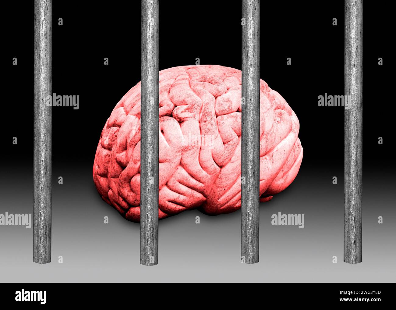 Imprisoned brain, cocneptual illustration Stock Photo