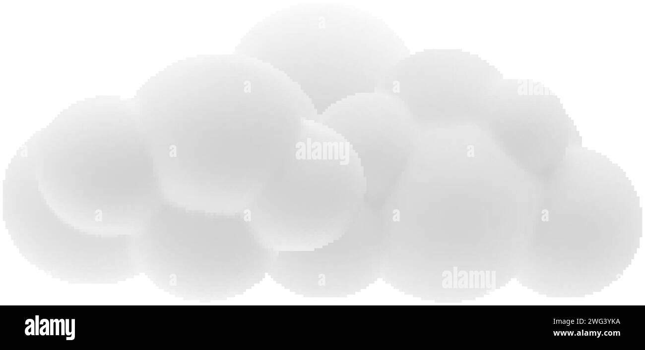 Cartoon Illustration of 3D Render Cloud or Smoke with Shadow Effect on White Stock Vector