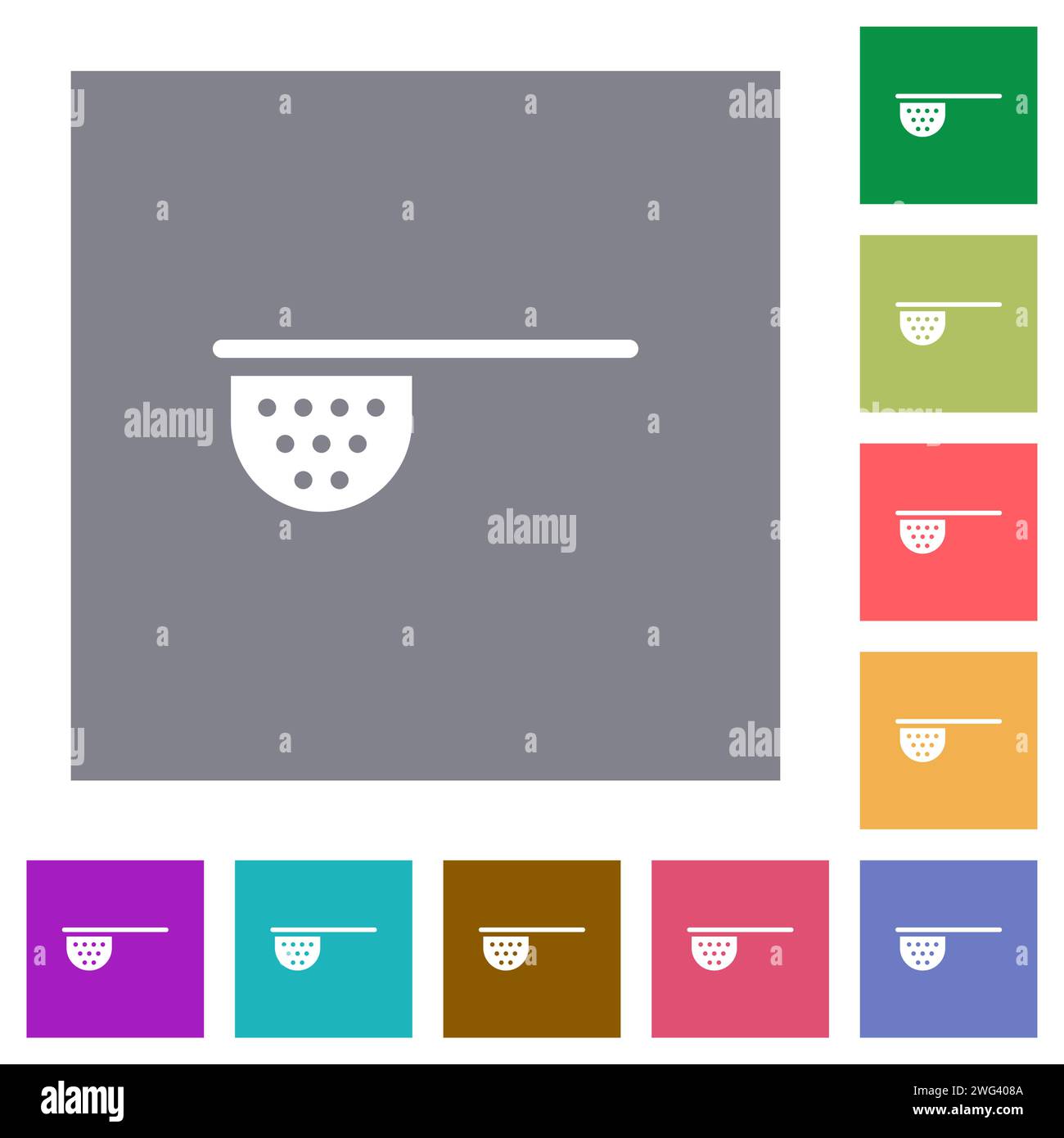 Tea stainer flat icons on simple color square backgrounds Stock Vector