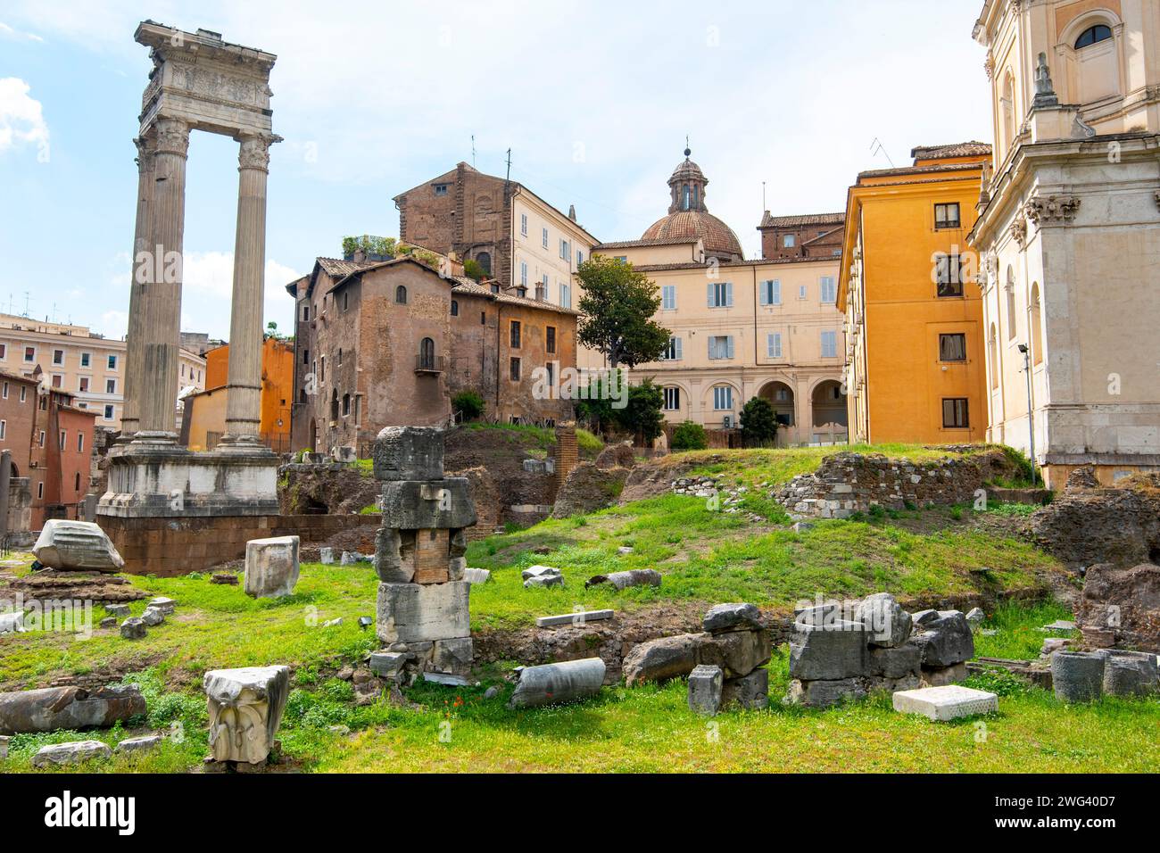 Temples of Apollo Sosiano and Bellona - Rome - Italy Stock Photo