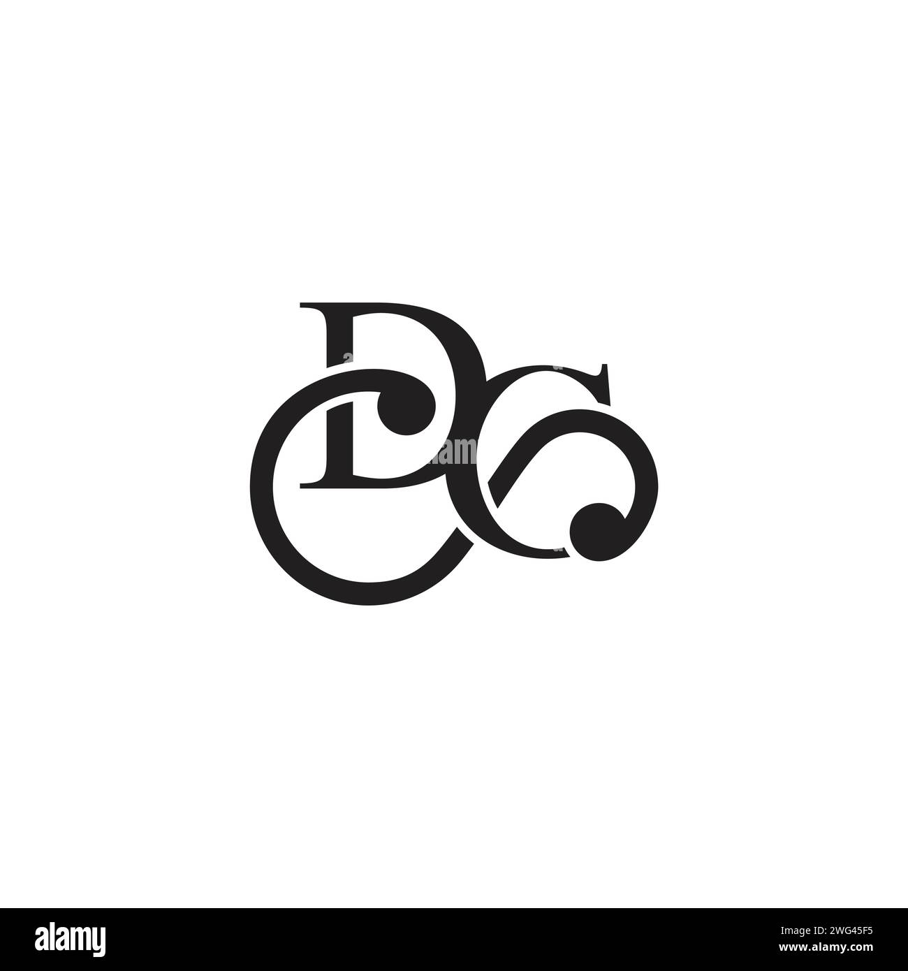 letter dc curves decorative simple logo vector Stock Vector