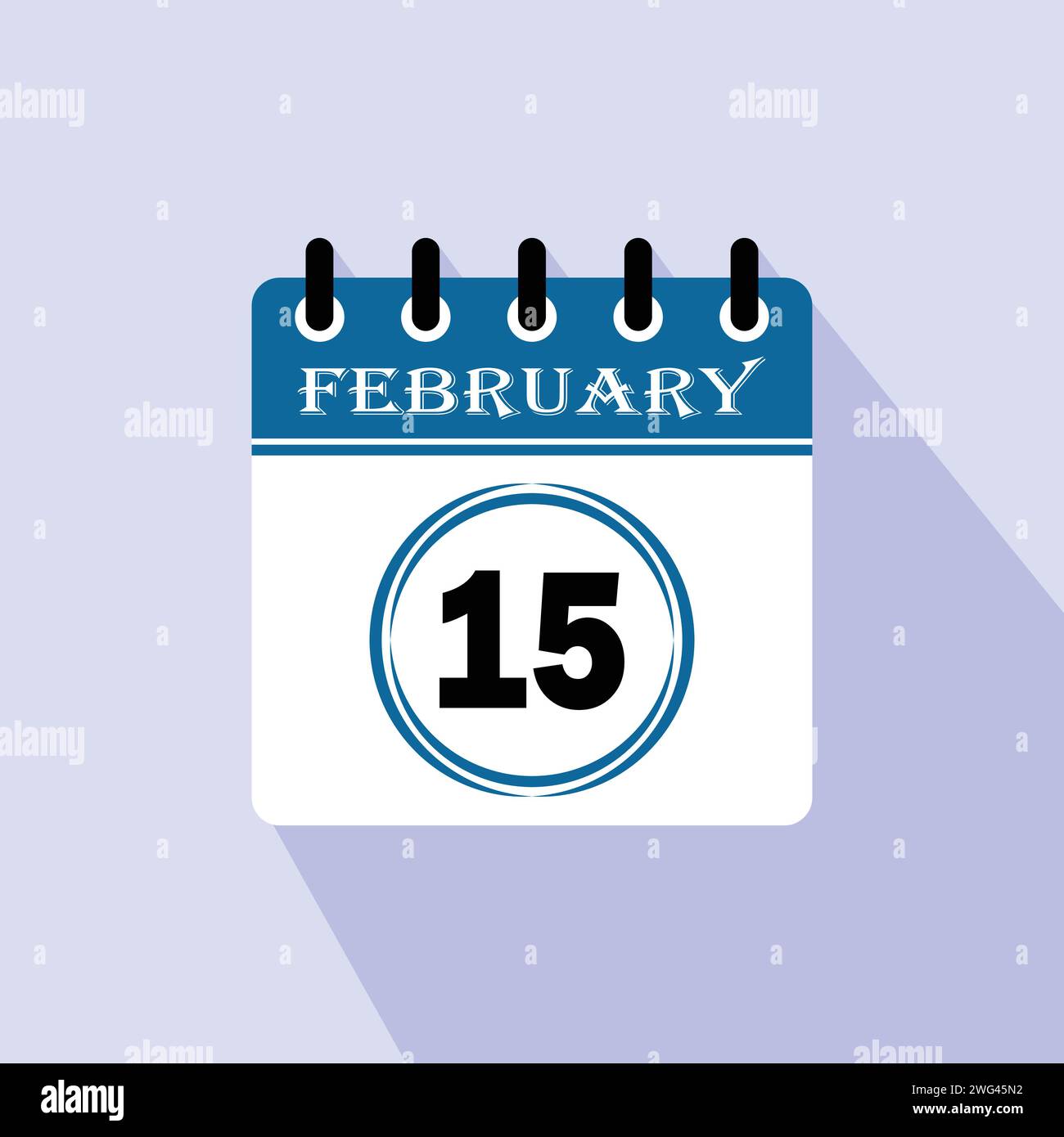 Icon calendar day 15 February. 15th days of the month, vector illustration Stock Vector Image