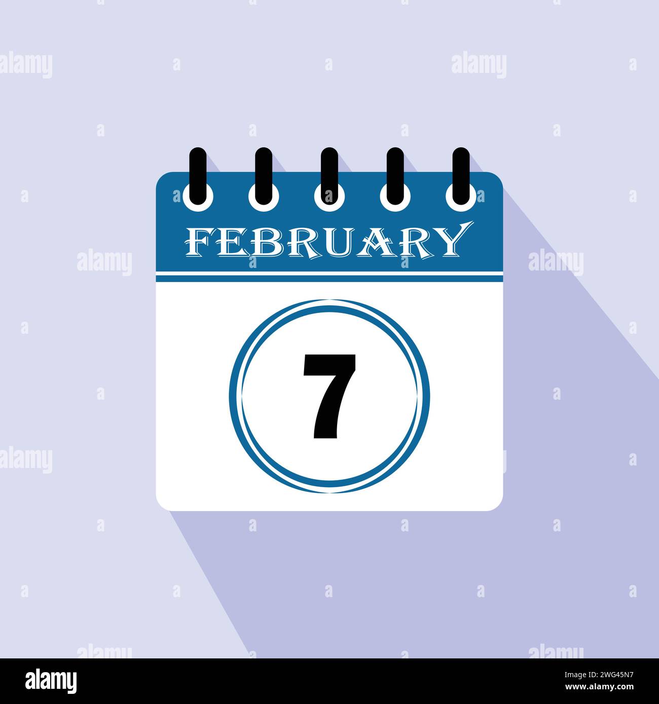 Icon calendar day 7 February. 7th days of the month, vector illustration Stock Vector Image
