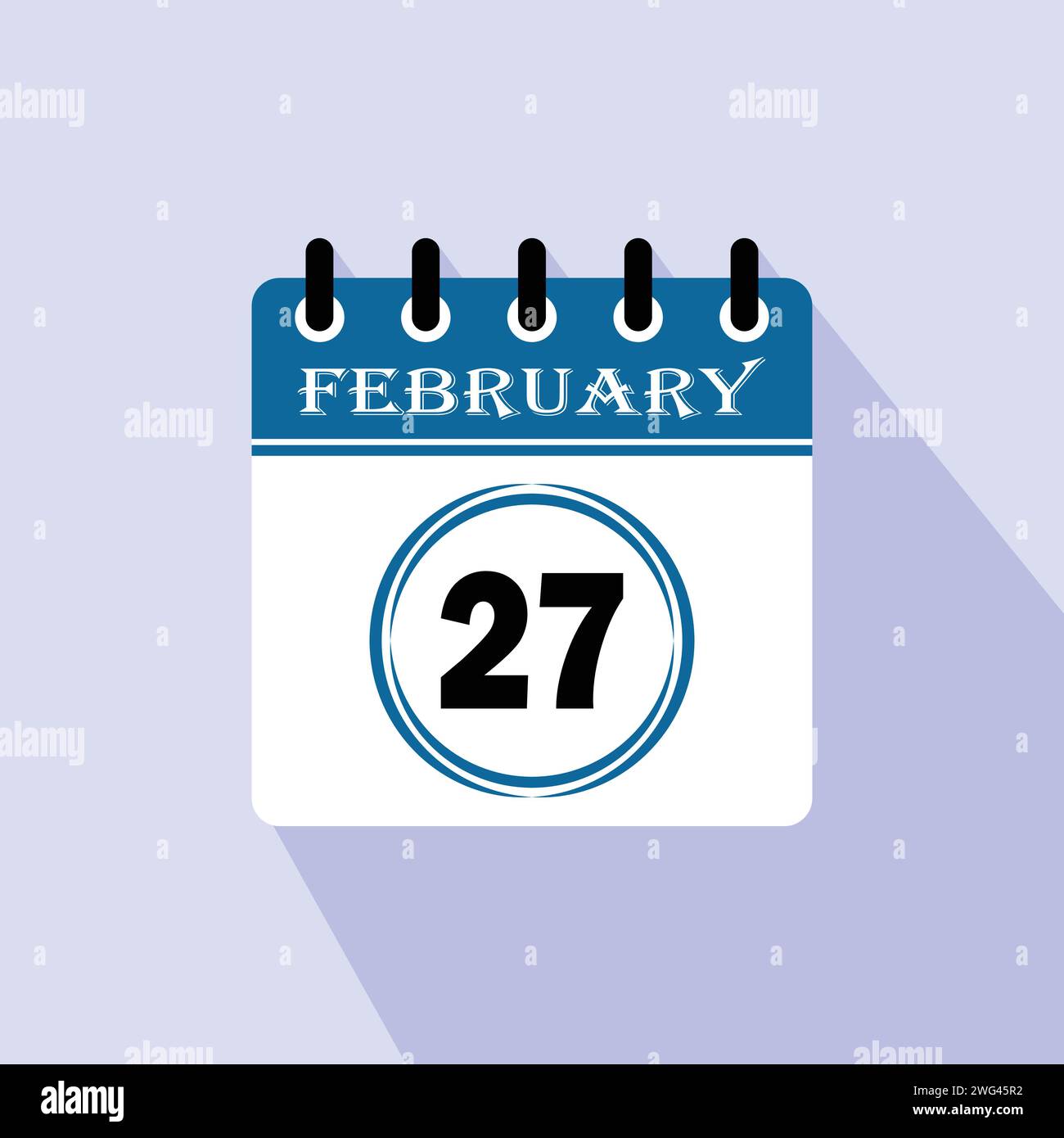 Icon calendar day 27 February. 27th days of the month, vector