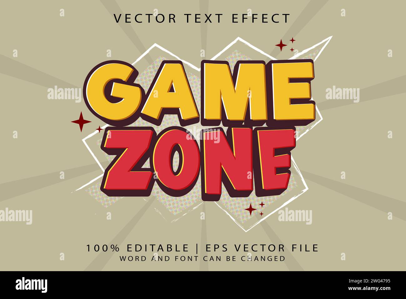 Game Zone 3d cartoon template style premium vector with editable text effect Stock Vector