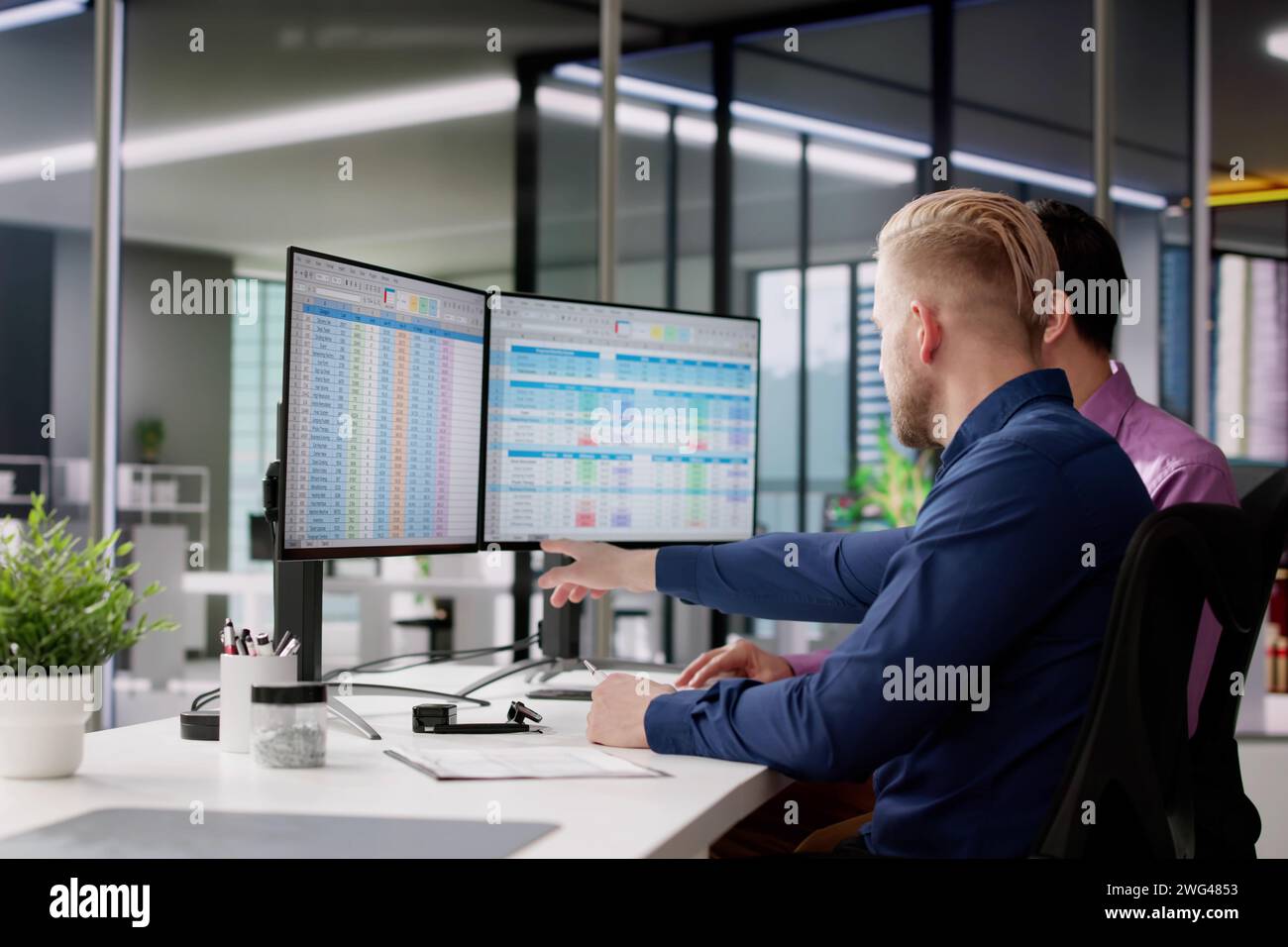 Spreadsheet Analyst Employee Worker. Medical Report On Computer Stock Photo
