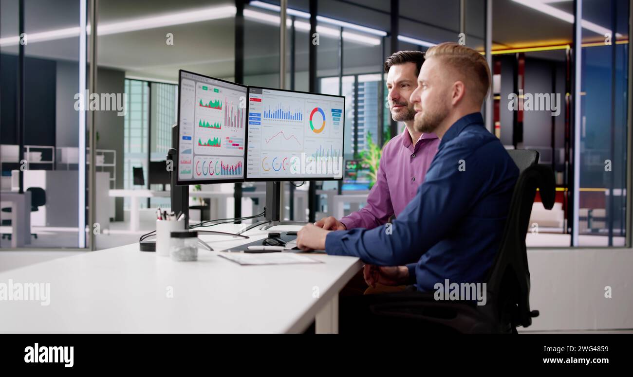 Data Analyst Using Data Analytics KPI Dashboard Stock Photo