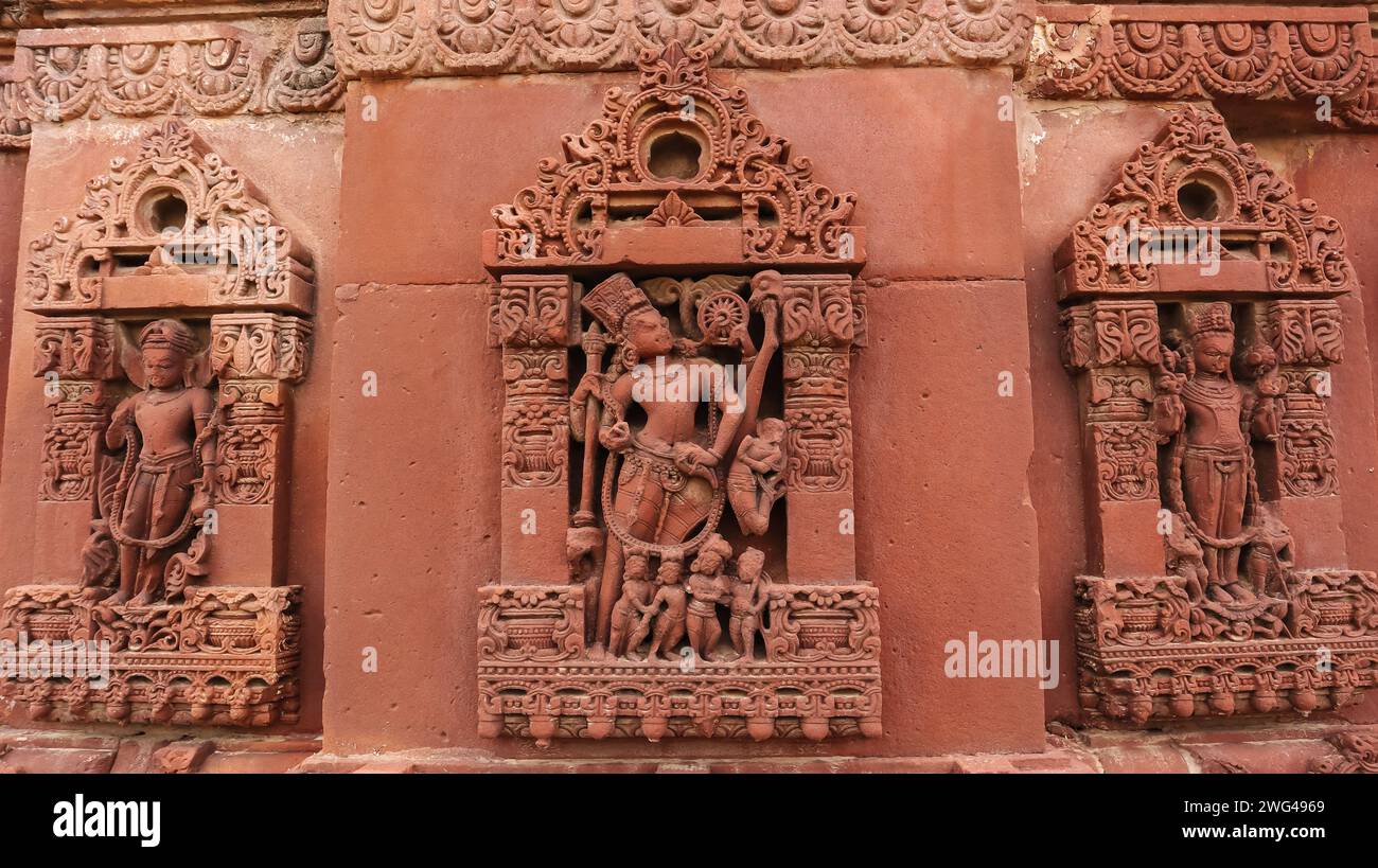 Carvings of Forms of Lord Shiva on the Harihara Temple 1, Osian, Jodhpur, Rajasthan, India. Stock Photo
