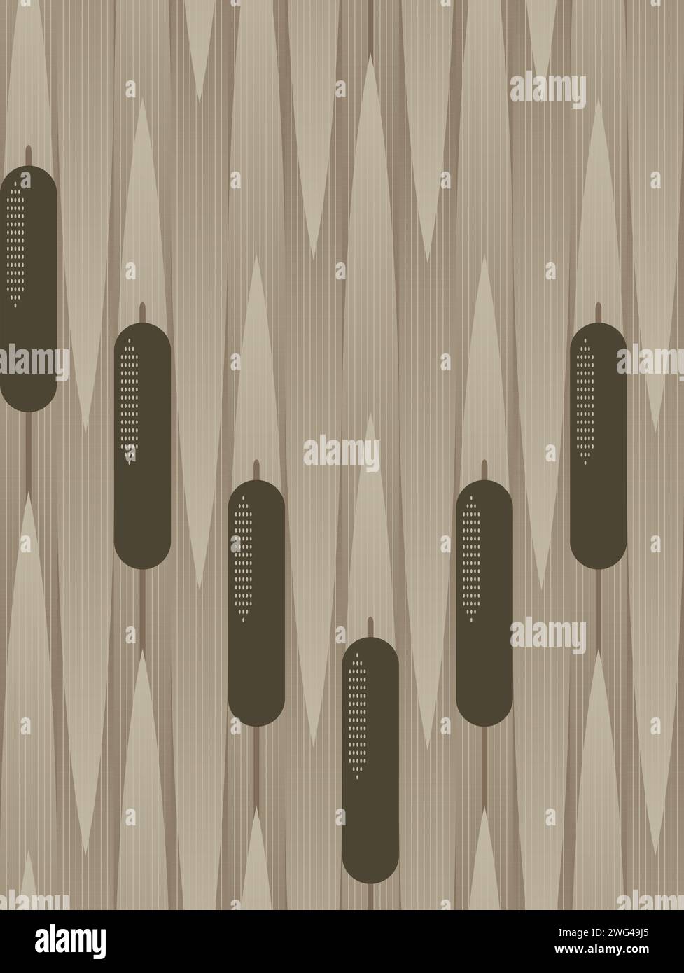 Winter Typha. Minimalist landscape design. Leaves and inflorescences ...