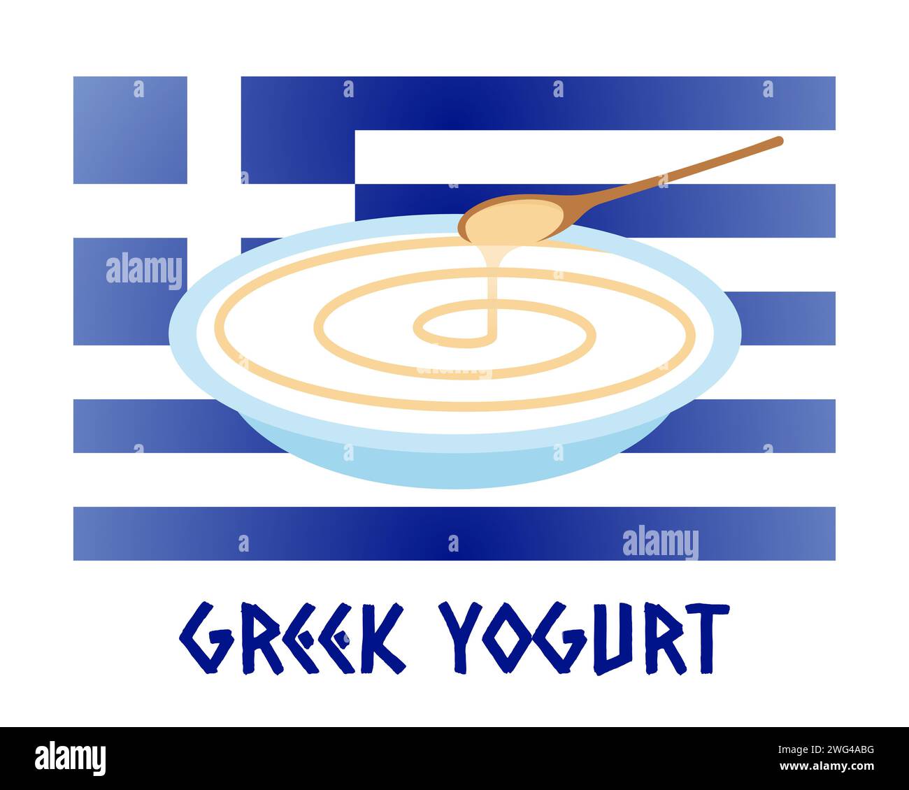 Greek yogurt. Strained yogurt from Greece served with honey. Plate with
