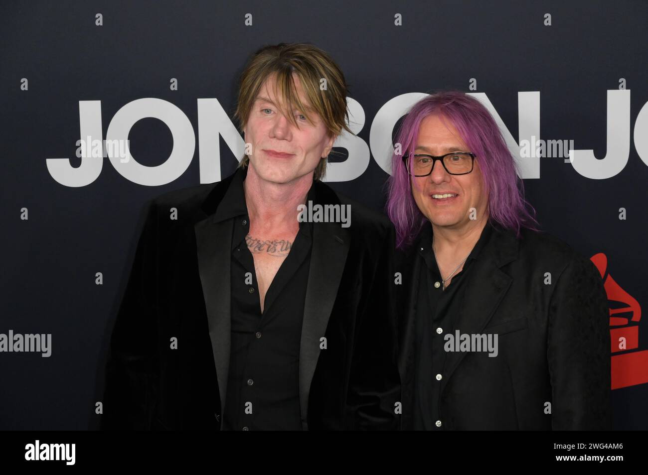 LOS ANGELES, USA. February 02, 2024: John Rzeznik & Robby Takac of Goo Goo Dolls at the MusiCares Person of the Year Gala. Picture: Paul Smith/Featureflash Credit: Paul Smith/Alamy Live News Stock Photo