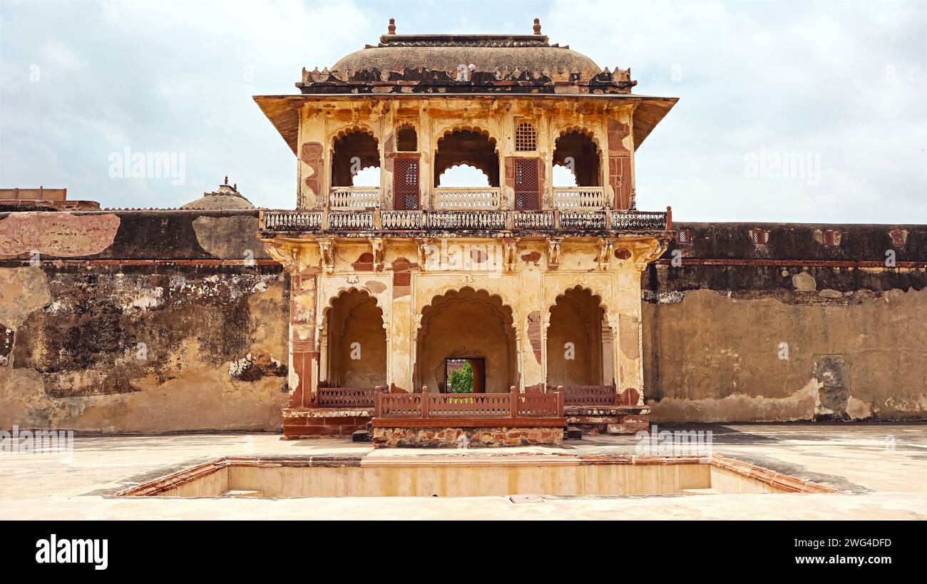 View of Diwan E Aam of Nagaur Fort or Ahhichatragarh Fort Palace, Nagaur, Rajasthan, India. Stock Photo